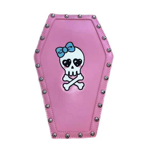 NWT Dolls Kill Pink and Blue Skull Coffin Bag Monster High Draculaura Coffin Mini Backpack | Hot Topic main image 3